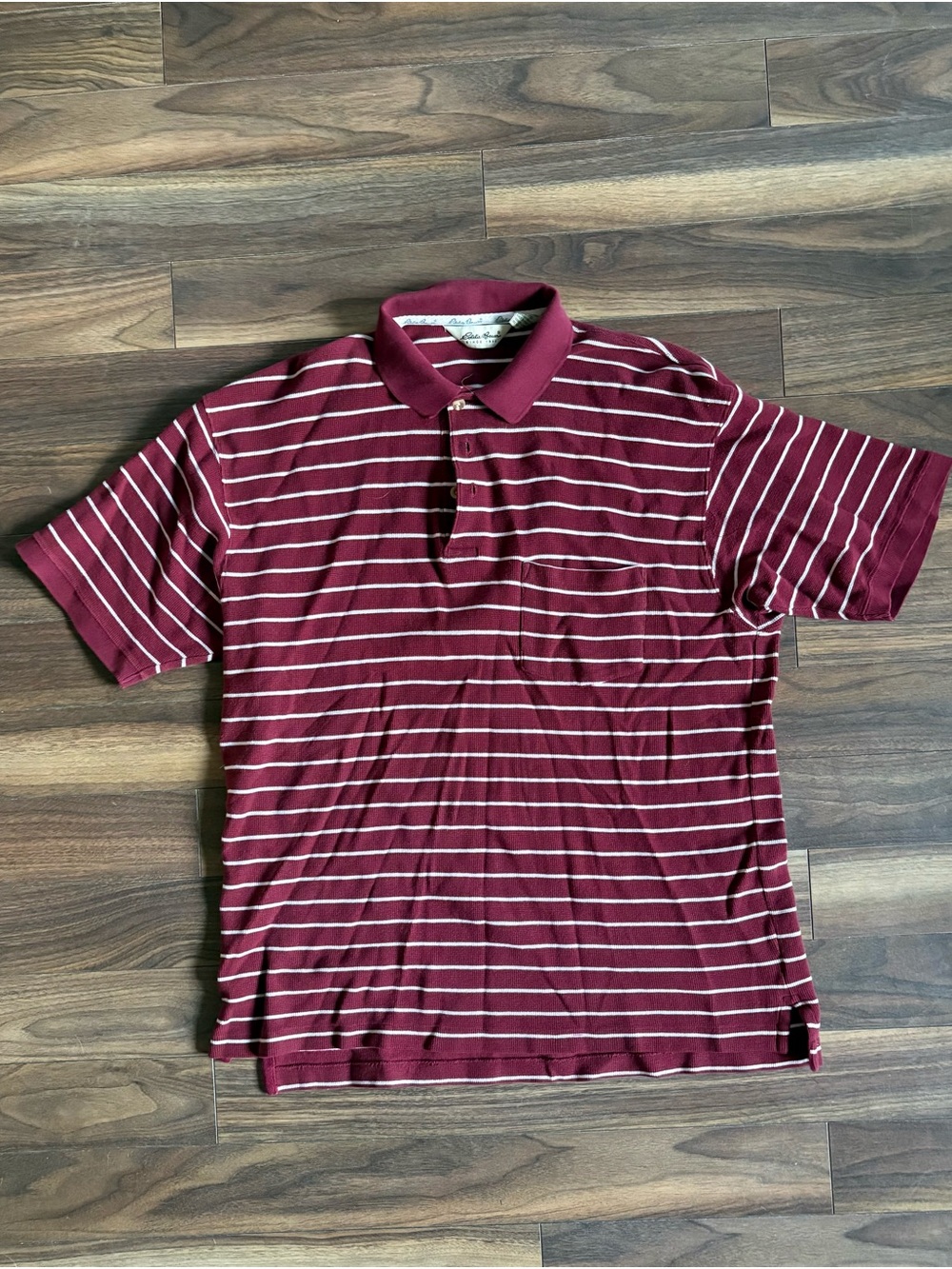 Vintage Eddie Bauer Burgundy Polo with White Stripes
